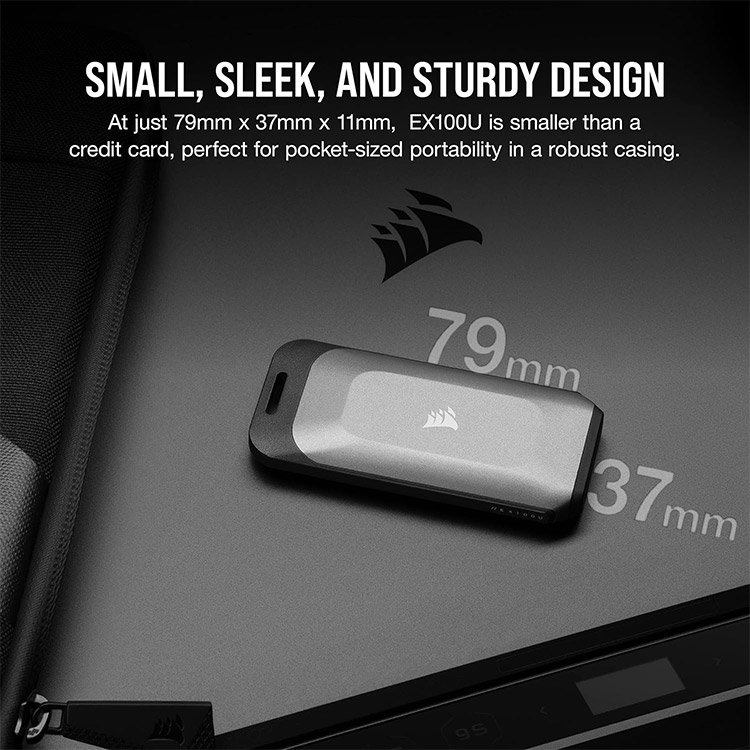 خرید SSD قابل حمل Corsair EX100U با پورت USB-C - دو ترابایت